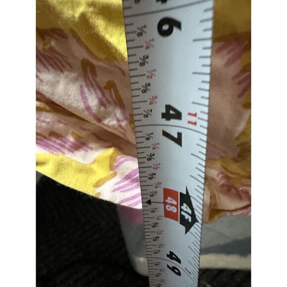 Free People Kalimantan Printed Midi Dress Bold Floral Ruched Blush Yellow Medium - Picture 11 of 14